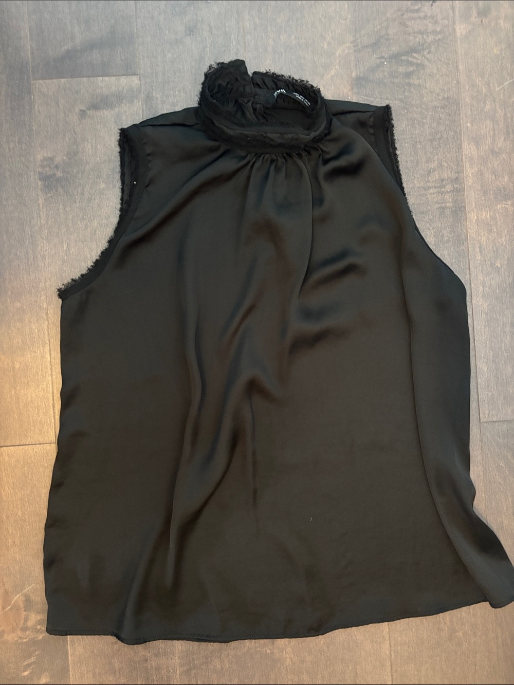 Zara Black Sleeveless High-Neck Camisole Satin look